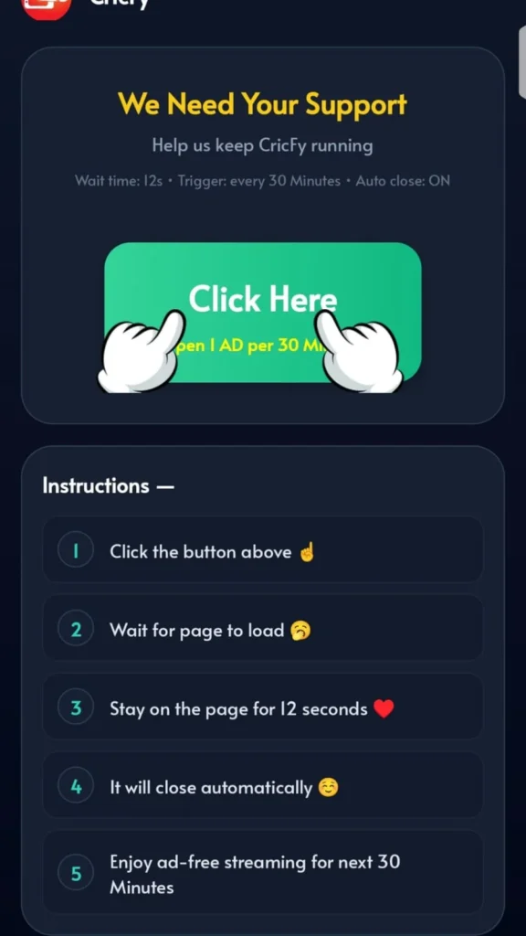 Cricfy - Ad Screen