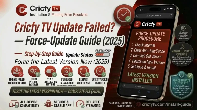 Cricfy TV Update Failed