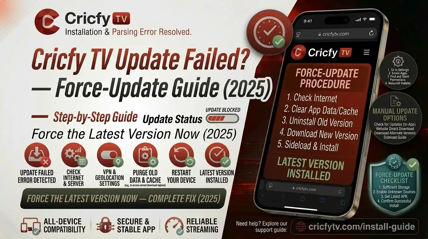 Cricfy TV Update Failed