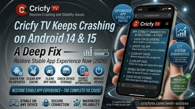 cricfy tv keeps crashing
