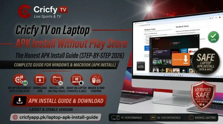cricfy tv on laptop