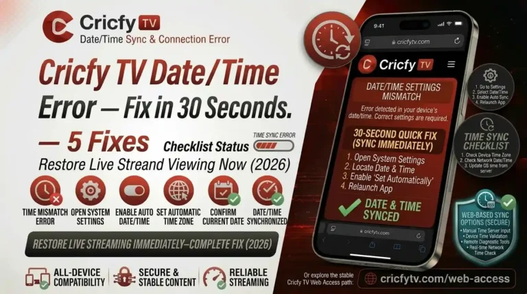 cricfy tv date time error fix